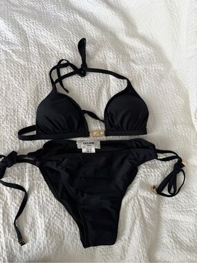 Celine Black Bikini with Gold Hardware